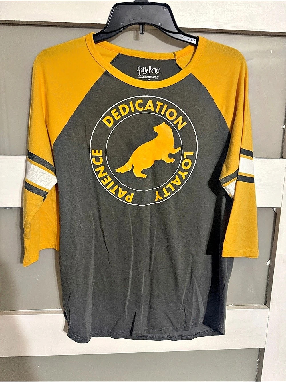 Harry Potter Hufflepuff Dedication Loyalty Patience Color grey Long Sleeve Tee